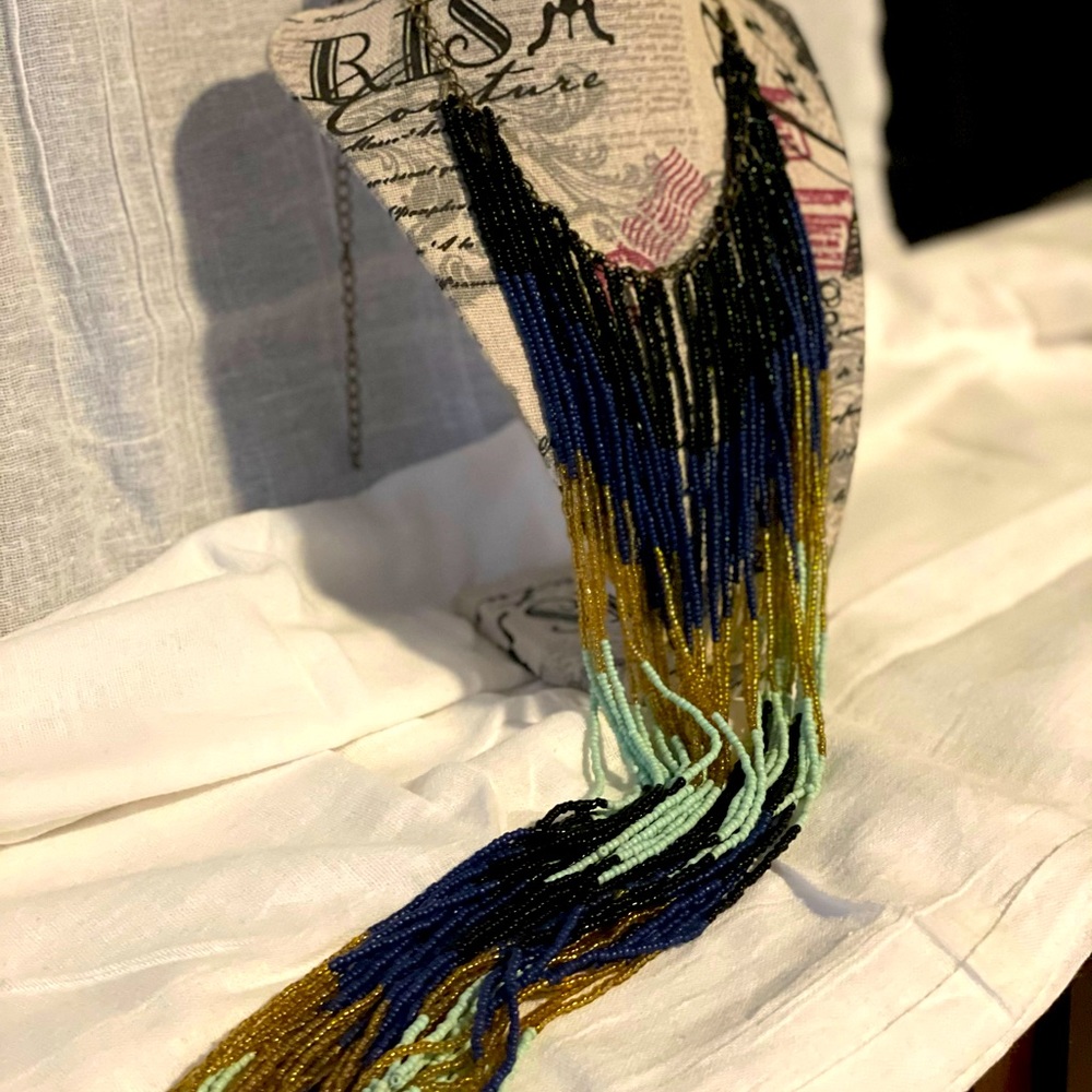 Extra long beaded necklace